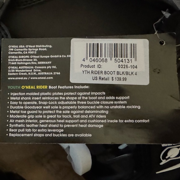 O'Neal Youth Rider Boots - Black NWT - Picture 3 of 13